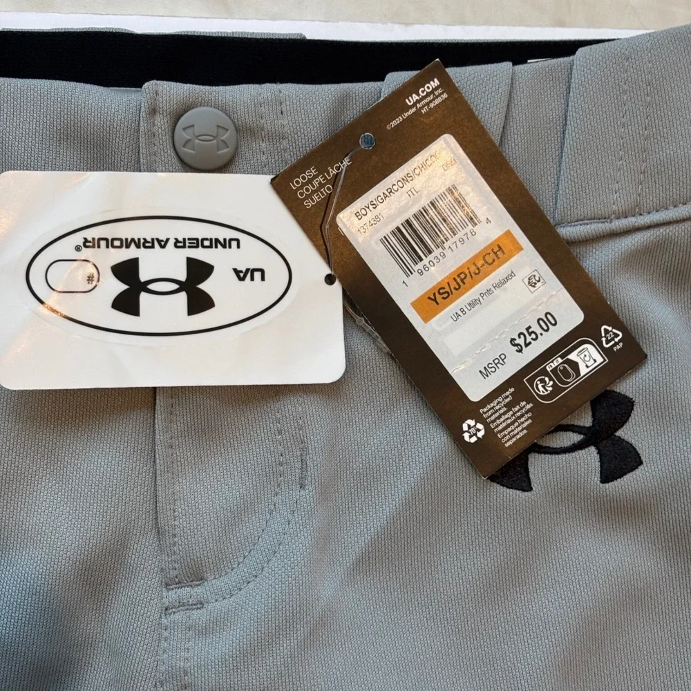Under Armour Boys Gray UA Utility Relaxed Baseball Pants Youth Small New